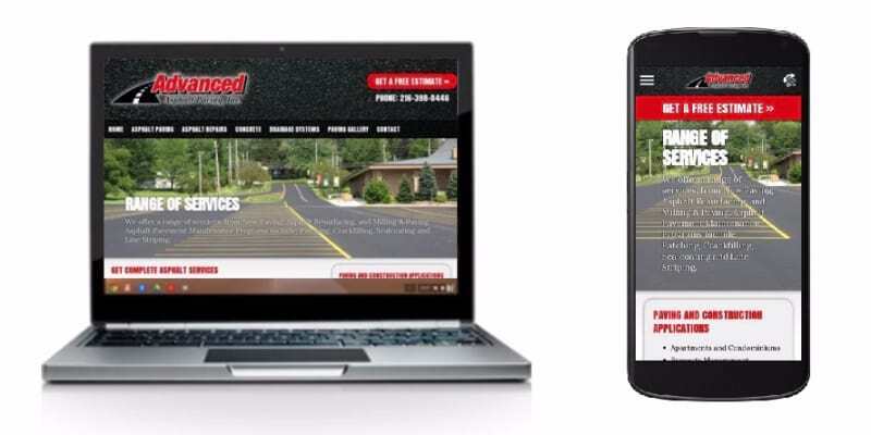 Advanced Asphalt Paving website design by Alt Media Studios